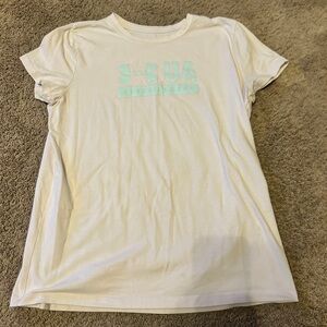 UA Kids White T-Shirt with Light Blue Logo